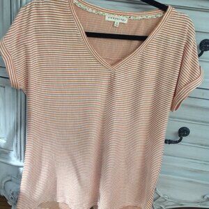 Peach & White Sz Med Short Sleeve top